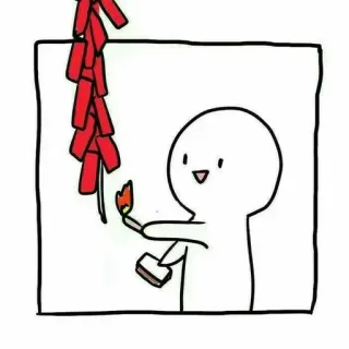 😂 petardo, cartone animato, omino stilizzato, capodanno, festa, scintilla, fuoco whatsapp sticker