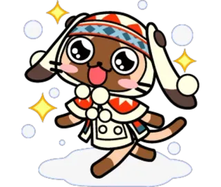 😺 고양이, 만화, 귀여운, 겨울, 카와이, 눈 telegram sticker