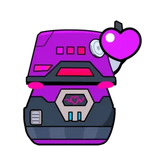 💜 робот, сердце, милый, мультфильм, футуристичный, фиолетовый whatsapp sticker