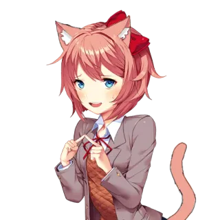 😺 Sayori Doki Doki Literature Club! anime, girl, cat, neko, Doki Doki Literature Club!, Sayori telegram sticker