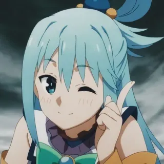 🌚 Aqua Anime, Cartoon, Niedlich, Zwinkern, Anime Mädchen, Kawaii telegram sticker