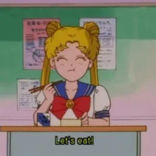 🍱 Sailor Moon Let's eat! Anime, Makanan, Gadis, Makan siang, Kartun whatsapp sticker