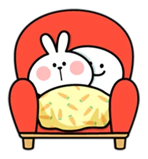 🙂 rabbit, cartoon, couch, blanket, cute, animals telegram sticker