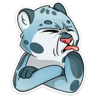😝 snow leopard, animal, cartoon, sticker, cute, funny, expression telegram sticker