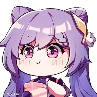 😋 Keqing Genshin Impact Anime, Jeu vidéo, Genshin Impact, Keqing, Chibi, Cheveux violets, Mignon whatsapp sticker
