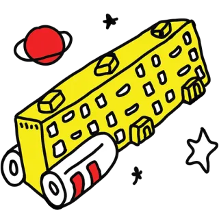 🚀 Ilustración, Amarillo, Edificio, Espacio, Diseño, Dibujos animados whatsapp sticker