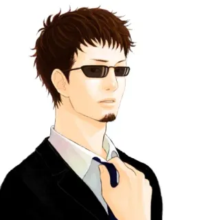 😎 Mann, Anzug, Brille, Anime, Charakter, Porträt telegram sticker