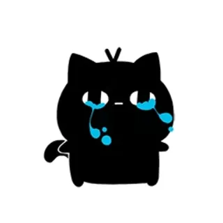 🤔 고양이, 슬픈, 울음, 눈물, 감정, 검은 고양이, 만화 whatsapp sticker