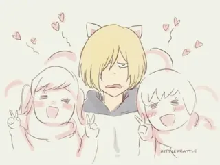 🌈 Yuri Plisetsky Yuri!!! on Ice anime, cat ears, fan art, cute, cartoon, sticker telegram sticker