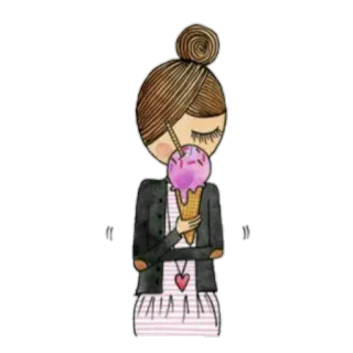 🍦 ragazza, gelato, carino, illustrazione, kawaii, cartone animato telegram sticker