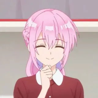 🍧 Anime Mädchen, rosa Haare, lächelnd, süß, Cartoon, Manga telegram sticker