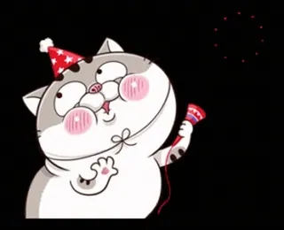 🎉 cat, party, celebration, animal, cartoon, sticker telegram sticker