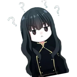 🤔 Dziewczyna anime, Znaki zapytania, Zdezorientowany, Chibi, Słodki, Kreskówka, Wyraz twarzy telegram sticker