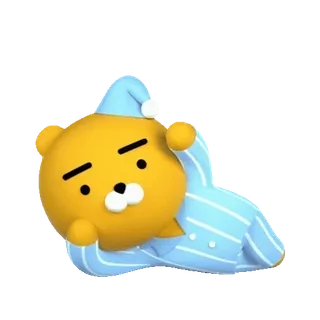 💬 Ryan Ryan, Kakao Friends, endormi, ours, personnage de dessin animé telegram sticker