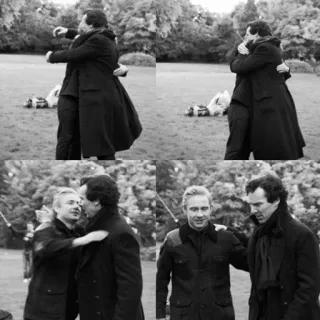 💎 Sherlock Holmes Sherlock, BBC Sherlock, friends, hug, men, John Watson telegram sticker