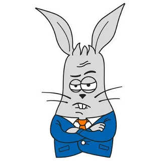 🤔 Cartoon, Hase, Kaninchen, Anzug, Tier, Figur, Illustration telegram sticker