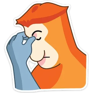 🤦‍♀️ Nasique, Singe, Animal, Fatigué, Yeux, Main bleue telegram sticker