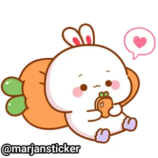 ❤️ @marjansticker кролик, зайчик, мультик, милый, морковь, животное, стикер telegram sticker