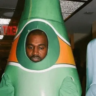 🧪 Kanye West celebrity, rapper, kanye, costume, bottle whatsapp sticker