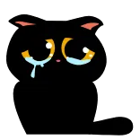 😢 cat, crying, sad, tears, black cat, emotions telegram sticker