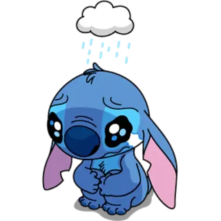 😢 Stitch 슬픈, 울음, 비, 구름, 만화, 스티치 telegram sticker