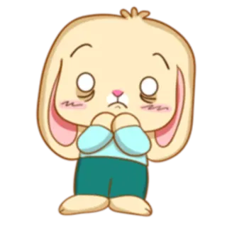 🤭 coelho, fofo, desenho animado, animal, triste, kawaii telegram sticker