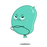 😒 luftballon, wütend, cartoon, cyan, lustig telegram sticker