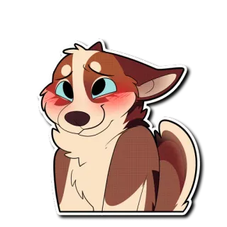 😳 perro, lindo, peludo, avergonzado, sonrojado, dibujos animados telegram sticker