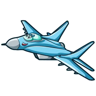 🖐 Flugzeug, Cartoon, Blau, Jet, Fluggerät telegram sticker