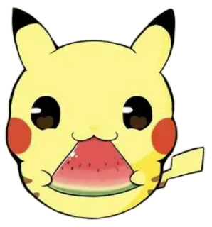 🍉 Pikachu Pokemon ปิกาจู, โปเกมอน, แตงโม, น่ารัก, สัตว์ telegram sticker