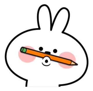 😗 conejo, conejito, lindo, lápiz, dibujo animado whatsapp sticker