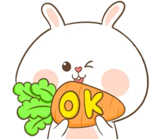 🐽 OK królik, marchewka, ok, kreskówka, zwierzę, słodkie, pozytywny telegram sticker