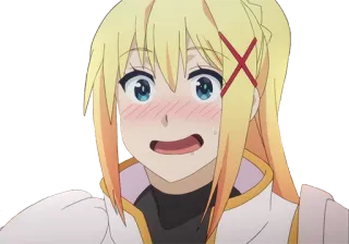 😊 Darkness KonoSuba อนิเมะ, หน้าแดง, เขิน, ความมืด, Konosuba telegram sticker