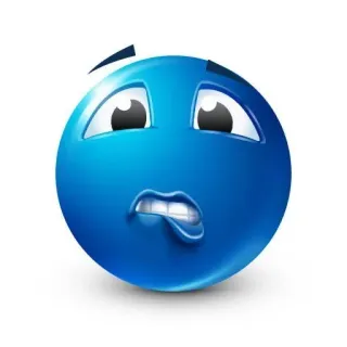 🌟 emoji, blauw, uitdrukking, bezorgd, emotie whatsapp sticker