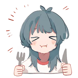 🍽 Anime, Makanan, Makan, Imut, Kartun, Garpu, Pisau whatsapp sticker