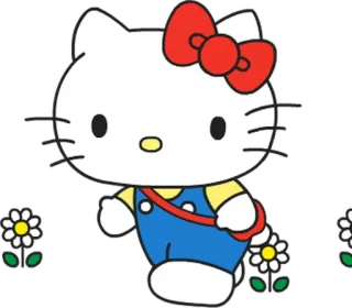 💬 Hello Kitty Hello Kitty, Мультфильм, Милый, Каваий, Цветок, Sanrio, Персонаж telegram sticker