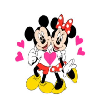 💕 Mickey Mouse Mickey Mouse, Minnie Mouse, Disney, cartoon, love, hearts, couple whatsapp sticker