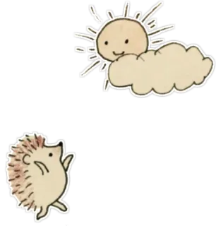 ☀ hedgehog, sun, cloud, cute, animals telegram sticker