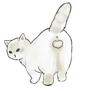 💩 gato, trasero, corazón, animal, pegatina, lindo whatsapp sticker