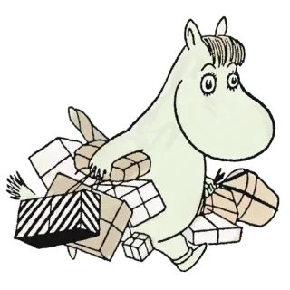 🎁 Moomin Moomin, dibujos animados, personaje, regalos, paquete, regalo telegram sticker