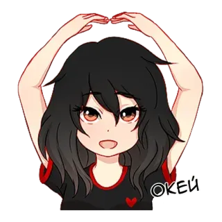 👌 OKÉЙ desenho animado, menina, personagem, adesivo, coração, mãos, anime telegram sticker