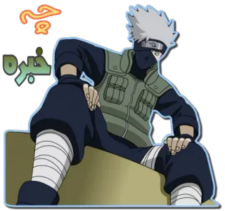 😒 Kakashi Naruto چطوری؟ چه خبر؟ kakashi, naruto, anime, manga, character, persian text telegram sticker