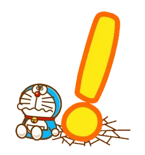✏️ Doraemon Doraemon, Dessin animé, Anime, Point d'exclamation, Choqué, Triste, Autocollant whatsapp sticker