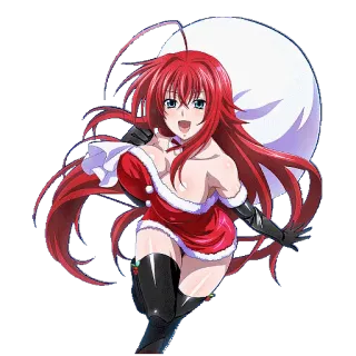 🤶 Rias Gremory High School DxD anime, natal, papai noel, menina, cabelo ruivo telegram sticker