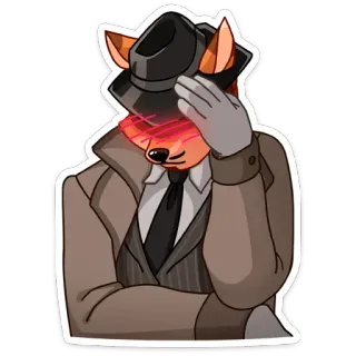 🤦‍♀️ fox, detective, hat, suit, anthropomorphic, animal whatsapp sticker
