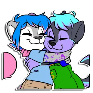 👐 DC Furry, Cartoon, Dieren, Knuffelen, Genegenheid, Vriendschap whatsapp sticker