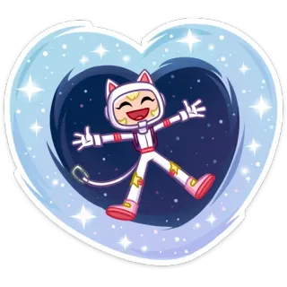 😔 кот, астронавт, космос, милый, наклейка telegram sticker