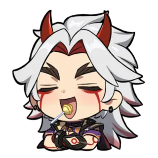 🍭 Arataki Itto Genshin Impact Arataki Itto, Genshin Impact, Chibi, Anime, Videospiel whatsapp sticker