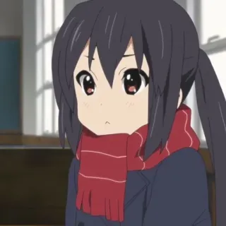 😶 Azusa Nakano K-On! Anime, Mangá, Personagem, Uniforme escolar, Cachecol vermelho, Azusa Nakano, K-On! telegram sticker