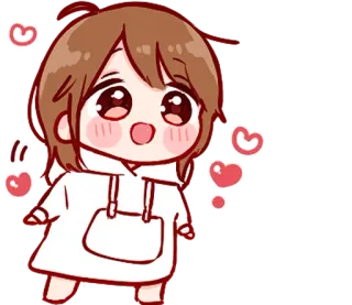 😍 Cartoni animati, Carino, Cuori, Chibi, Anime, Ragazza telegram sticker